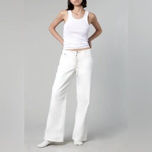 NWOT$285 Still Here COOL Low-Rise Wide Legs Jeans  Milk White dakota johnson